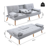 easycomfort easycomfort divano letto 3 posti stile scandinavo reclinabile con tavolino a ribalta 181x77x88 cm grigio ean 8054144132129