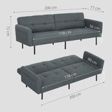 easycomfort easycomfort divano letto clic clac con schienale regolabile in tessuto effetto lino legno e acciaio 200x77x72 cm grigio