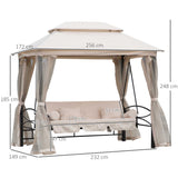 immagine-3-easycomfort-easycomfort-dondolo-3-posti-e-lettino-singolo-copertura-a-gazebo-con-zanzariera-e-cuscini-256x172x248cm-crema