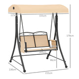 easycomfort easycomfort dondolo da giardino 2 posti con tetto parasole regolabile e tasche laterali beige