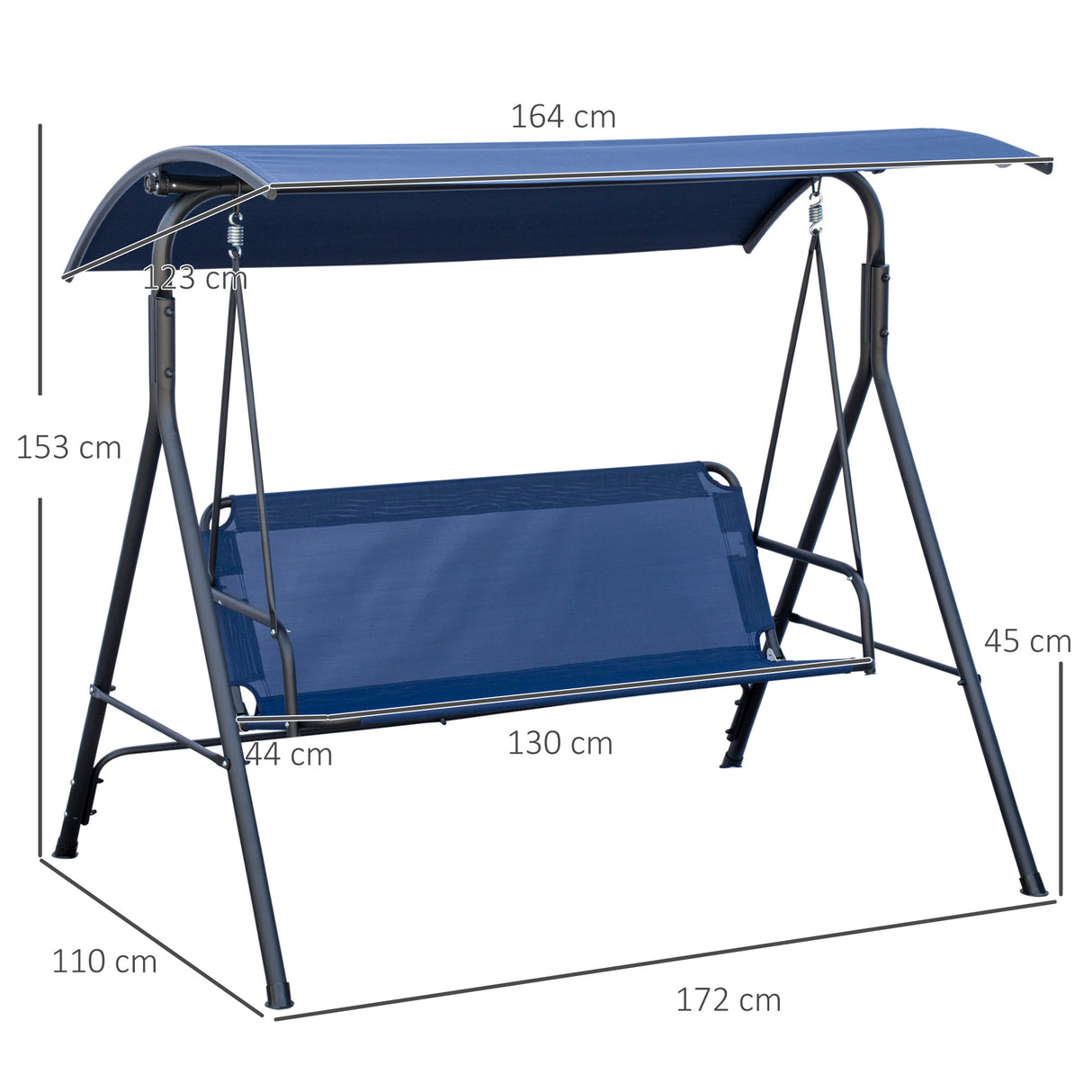 easycomfort easycomfort dondolo da giardino 3 posti con tettuccio regolabile tessuto oxford e acciaio blu scuro