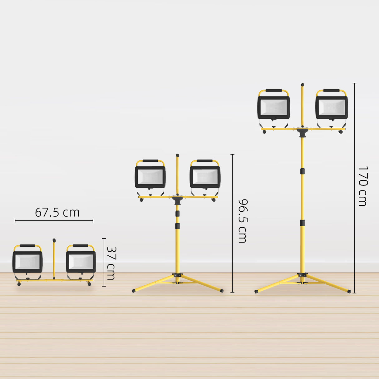 easycomfort easycomfort faretti led da lavoro da 6500k con treppiede staccabile in alluminio e metallo 75x62x170 cm giallo e nero