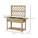 easycomfort easycomfort fioriera con grigliato e ripiani laterali e inferiore in legno di abete 140x45x151 cm