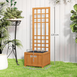 easycomfort easycomfort fioriera con traliccio per rampicanti con foro di drenaggio e fodera in legno 40x40x120 cm marrone