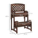 easycomfort easycomfort fioriera da esterno a 2 livelli con fori di drenaggio e griglia in legno di abete 42x49x80 cm marrone