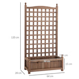 easycomfort easycomfort fioriera da esterno in legno con grigliato per piante rampicanti 64x28x120cm marrone