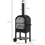 easycomfort easycomfort forno per pizza e barbecue a carbone portatile in acciaio con camino e ruote 63x54x161 cm nero