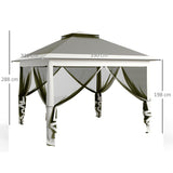 easycomfort easycomfort gazebo da esterno ad altezza regolabile con zanzariere in metallo e tessuto oxford 3 3x3 3x2 8 m grigio scuro