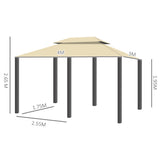 easycomfort easycomfort gazebo da giardino 3x4 m con tende e tetto a 2 livelli bianco crema