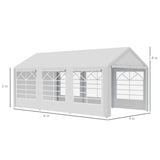 easycomfort easycomfort gazebo da giardino 6x3 m con finestre laterali 3 stanze e porte a cerniera bianco