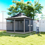 easycomfort easycomfort gazebo da giardino ad altezza regolabile con zanzariera in poliestere e metallo 357x357x310 cm grigio scuro