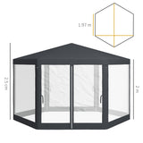 easycomfort easycomfort gazebo da giardino esagonale con doppio ingresso in metallo e poliestere 3 94x3 94x2 5 m grigio