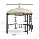 easycomfort easycomfort gazebo da giardino rotondo 3m con tende e prese daria in metallo e poliestere beige