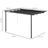easycomfort easycomfort gazebo pergola 4x3m in acciaio e poliestere con tettuccio scorrevole grigio
