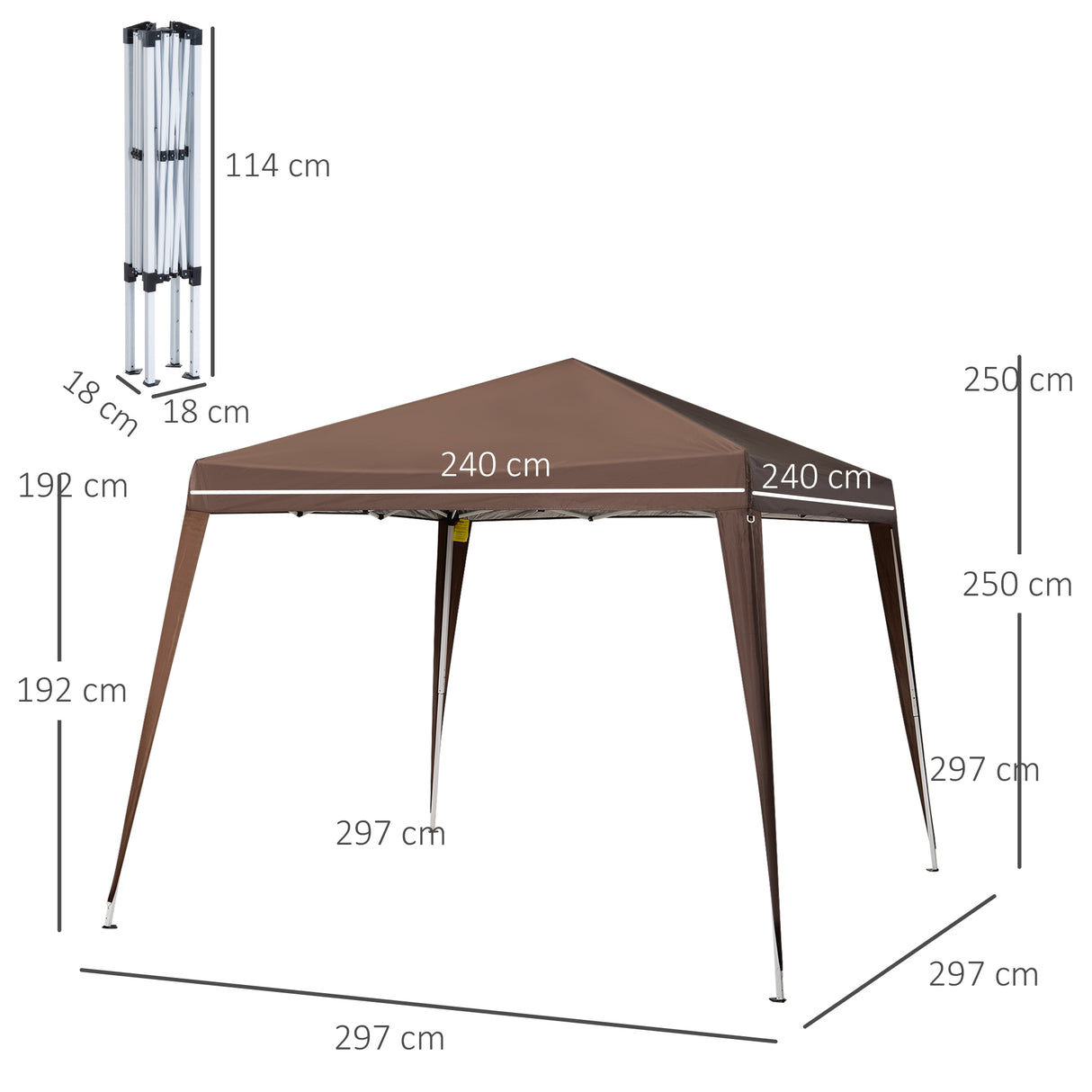 easycomfort easycomfort gazebo pieghevole da giardino 2 4x2 4m con struttura in acciaio e corde antivento caffe
