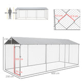easycomfort easycomfort kennel per cani da esterno con tetto impermeabile in tessuto oxford e acciaio 6x2 3x2 3m argento