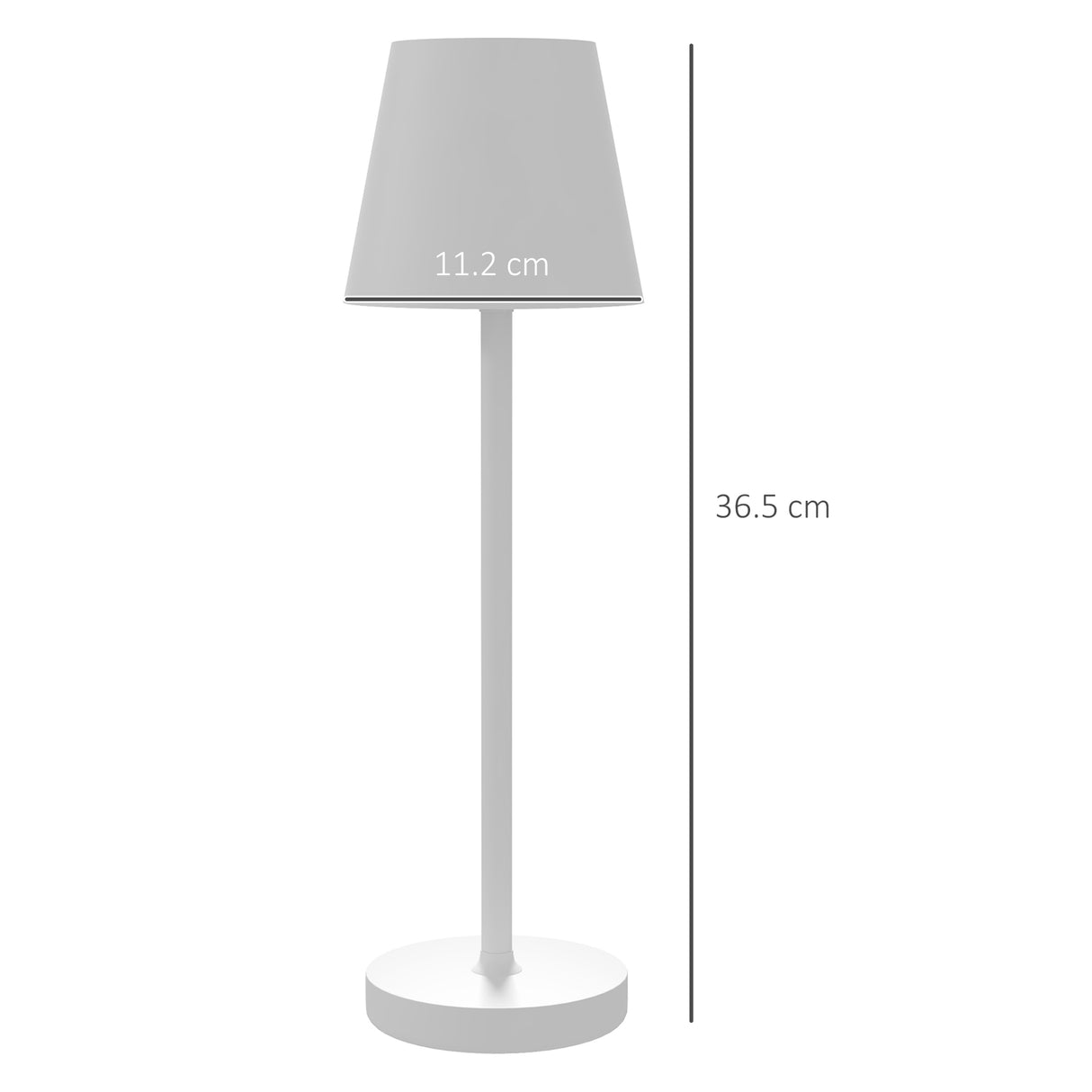 easycomfort easycomfort lampada da tavolo portatile in acrilico e metallo da 3600mah con cavo di ricarica 11 2x36 5 cm bianco