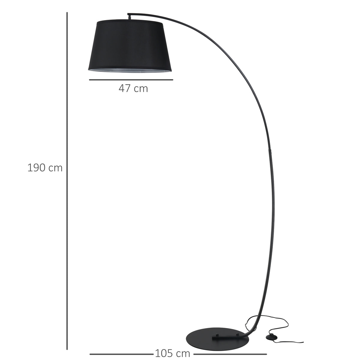 immagine-3-easycomfort-easycomfort-lampada-da-terra-ad-arco-con-paralume-in-tessuto-e-interruttore-a-pedale-47x105x190cm-nera-ean-8055776910383