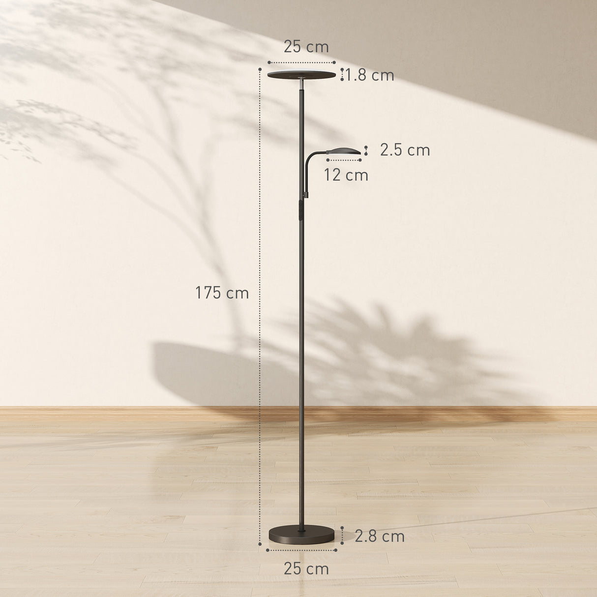 easycomfort easycomfort lampada da terra con 2 punti luce regolabile a 4 livelli temperatura 2700k 6500k e telecomando nero
