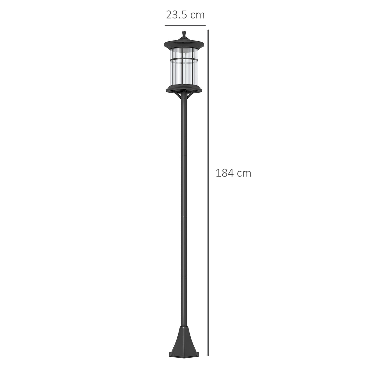 easycomfort easycomfort lampione solare da giardino alto 184cm con luce led bianco freddo e ip44 nero