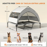 easycomfort easycomfort lettino per cani con copertura a 3 lati rimovibile in poliestere e acciaio 122x92x94 cm grigio chiaro e nero
