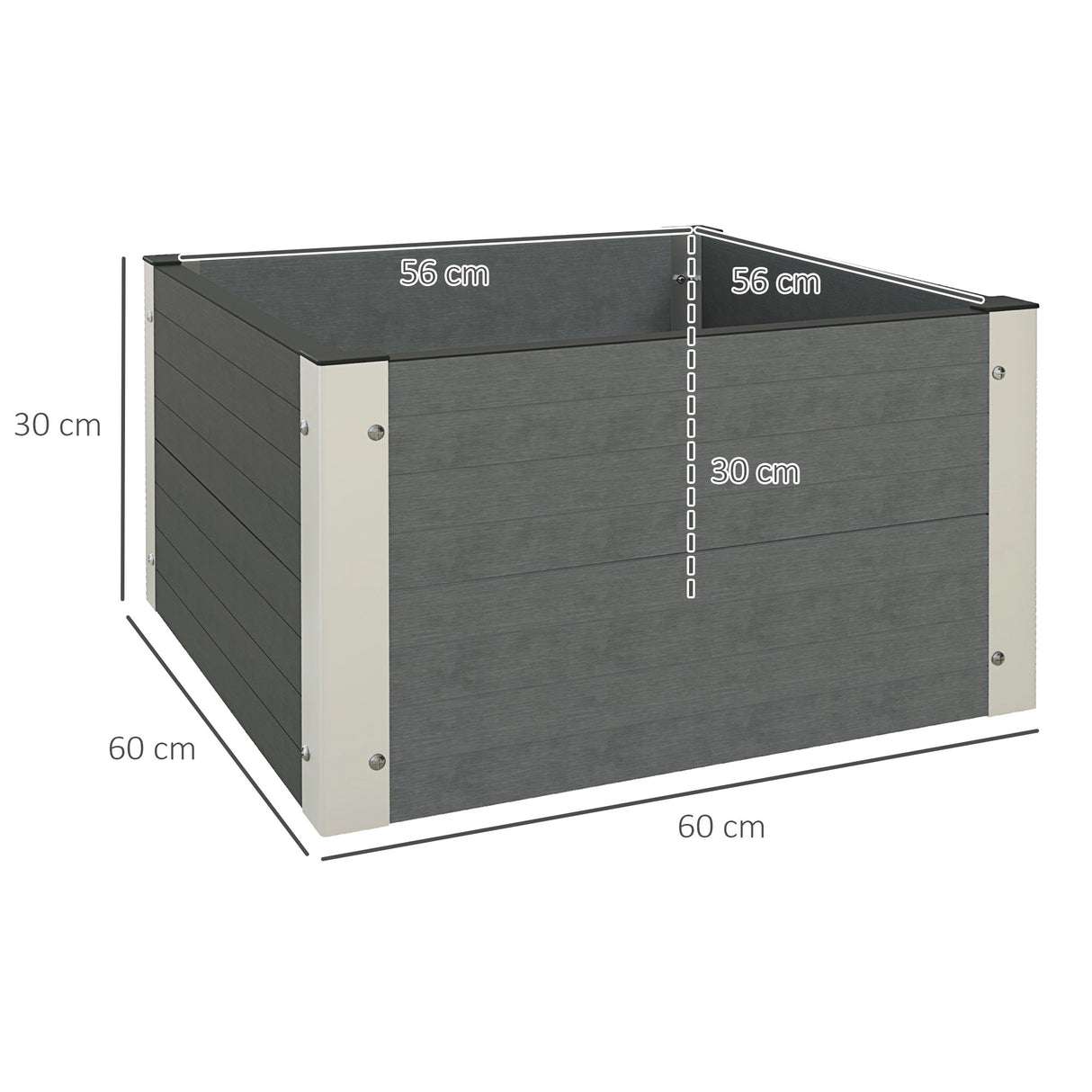 easycomfort easycomfort letto per orto rialzato con fondo aperto e profili in alluminio 60x60x30cm grigio scuro