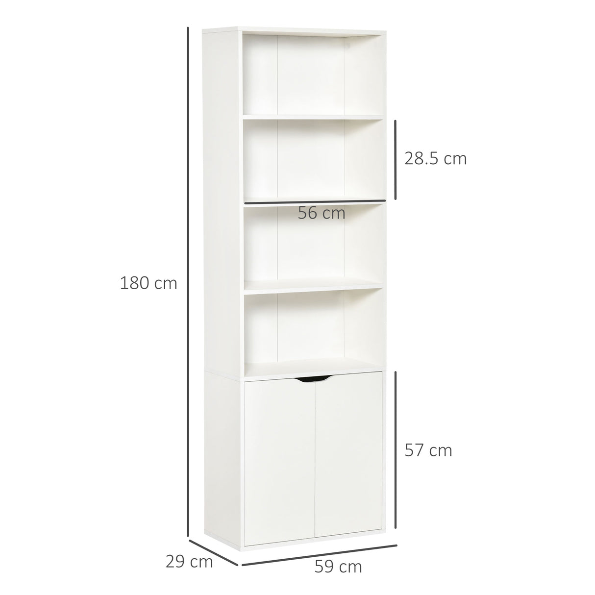 immagine-3-easycomfort-easycomfort-libreria-moderna-4-ripiani-con-armadietto-a-2-ante-in-legno-59x29x180cm-bianca