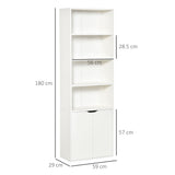 immagine-3-easycomfort-easycomfort-libreria-moderna-4-ripiani-con-armadietto-a-2-ante-in-legno-59x29x180cm-bianca