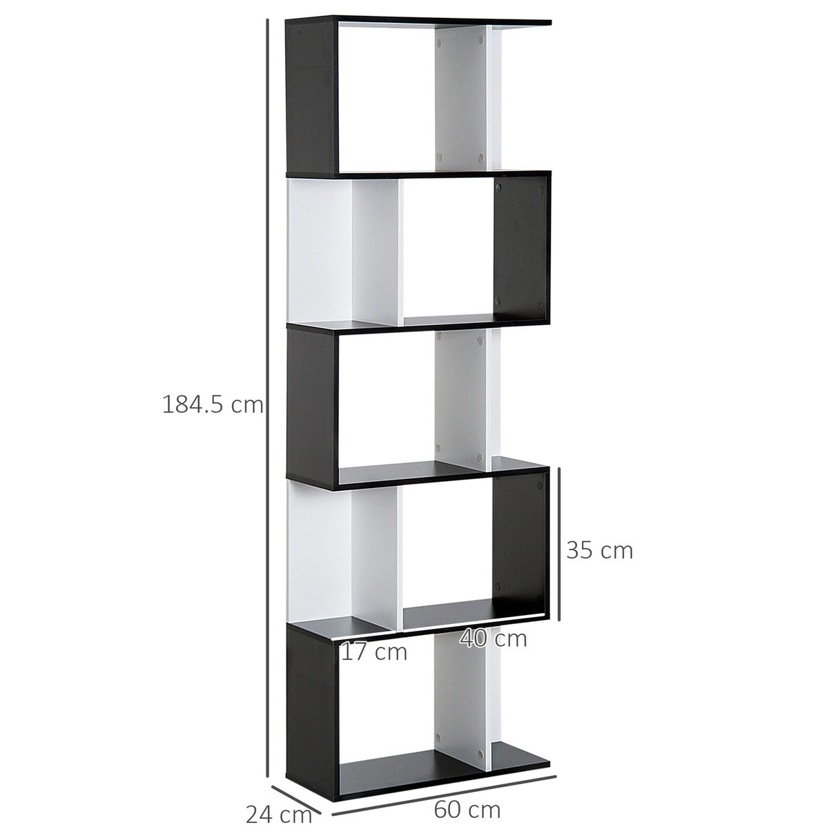 immagine-3-easycomfort-easycomfort-libreria-moderna-5-ripiani-pratici-finitura-eccellente-superficie-liscia-e-a-prova-di-umidita-in-legno-truciolato-nero-6024184-5cm-ean-8054111843331