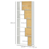 immagine-3-easycomfort-easycomfort-libreria-moderna-con-scaffali-asimmetrici-e-ante-soft-close-63x22x166cm-bianco-e-naturale