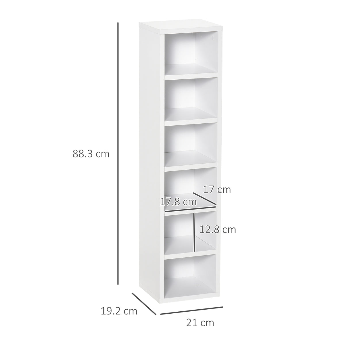 easycomfort easycomfort libreria scaffale porta cd set 2 pezzi a 12 ripiani in legno 21x19 2x88 3 cm bianco