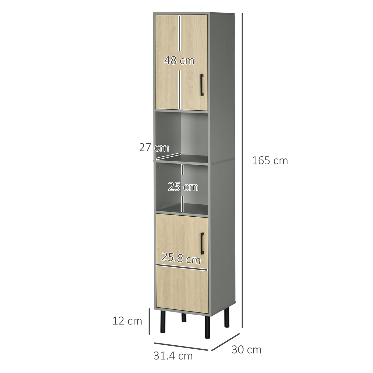 immagine-3-easycomfort-easycomfort-mobile-bagno-con-2-ripiani-aperti-in-truciolato-e-2-armadietti-con-ripiani-regolabili-31-4x30x165cm