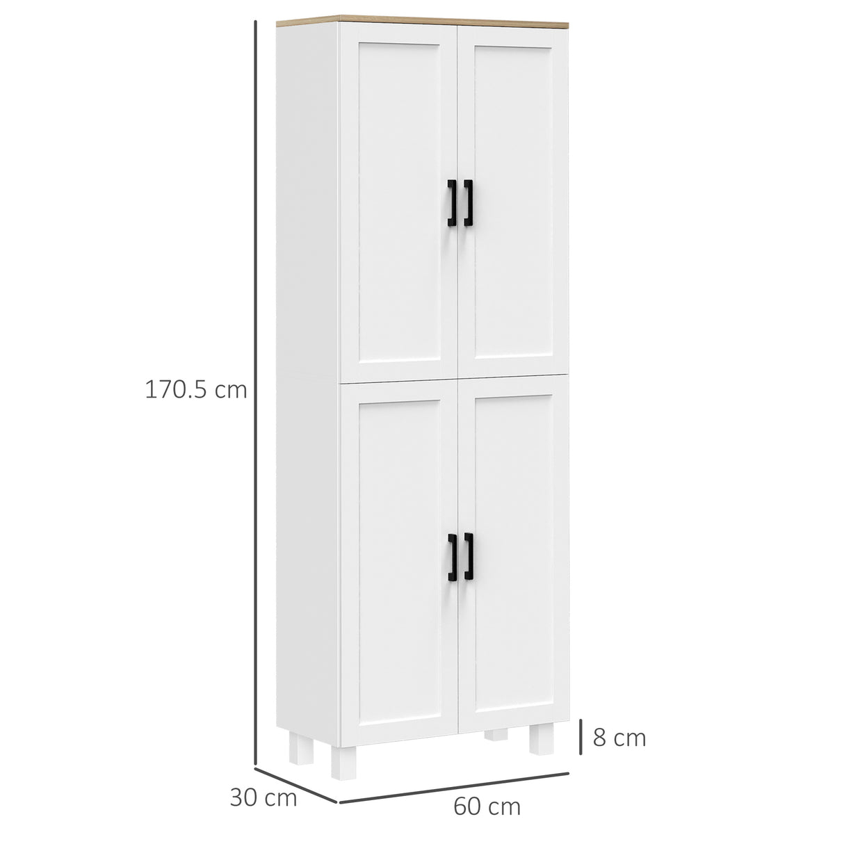 easycomfort easycomfort mobile dispensa da cucina in legno con 5 ripiani regolabili e 4 ante 60x30x170 5 cm bianco e color legno