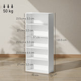 easycomfort easycomfort mobile libreria a 5 ripiani con 3 scaffali flessibili in legno 60x24x133 5 cm bianco