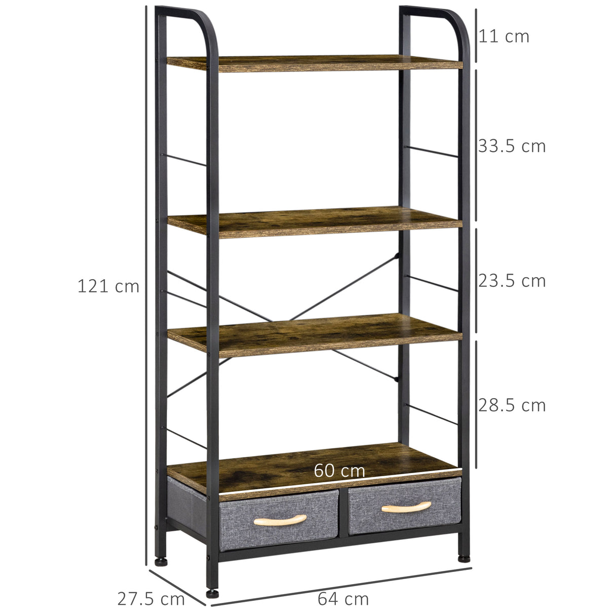 immagine-3-easycomfort-easycomfort-mobile-libreria-con-4-scaffali-e-2-cassetti-in-truciolato-acciaio-e-tessuto-effetto-lino-64x27-5x121-cm