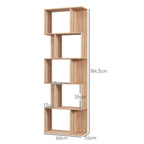 easycomfort easycomfort mobile libreria in legno a 5 ripiani con divisorio 60x24x184 5 cm color legno