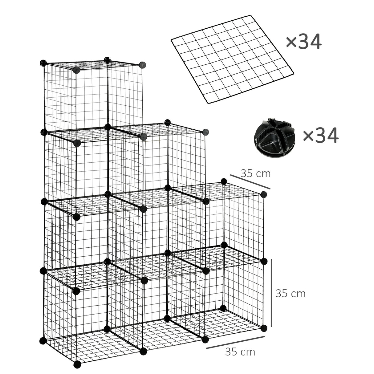 immagine-3-easycomfort-easycomfort-mobile-libreria-salvaspazio-9-cubi-in-rete-con-pannelli-in-acciaio-e-pp-35x35x35-cm-nero