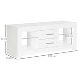 easycomfort easycomfort mobile porta tv da 55 con luci led a 12 colori e telecomando legno e vetro 120x40x50cm bianco