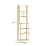 easycomfort easycomfort mobile scaffale bagno a 7 ripiani portaoggetti in bambu 44x33x180 cm color legno