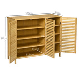 easycomfort easycomfort mobile scarpiera a 8 ripiani su 3 livelli con maniglie in bambu 100x35x80 cm color legno