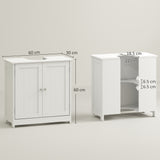 easycomfort easycomfort mobile sottolavabo a 2 ante con ripiano regolabile e intaglio a u 60x30x60 cm bianco