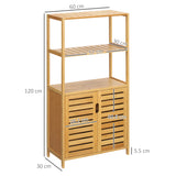 immagine-3-easycomfort-easycomfort-mobiletto-bagno-con-2-ripiani-aperti-e-armadietto-a-2-ante-in-bambu-60x30x120cm