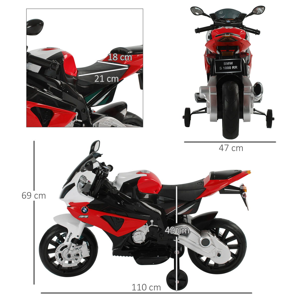 easycomfort easycomfort moto elettrica per bambini 3 8 anni con licenza bmw batteria 12v rotelle e luci 110x47x69 cm