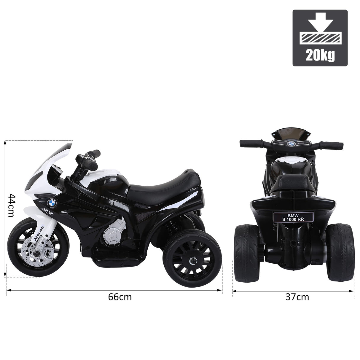 easycomfort easycomfort moto elettrica per bambini max 20kg con licenza bmw macchina elettrica con 3 ruote batteria ricaricabile 6v bianco nera 66x37x44cm
