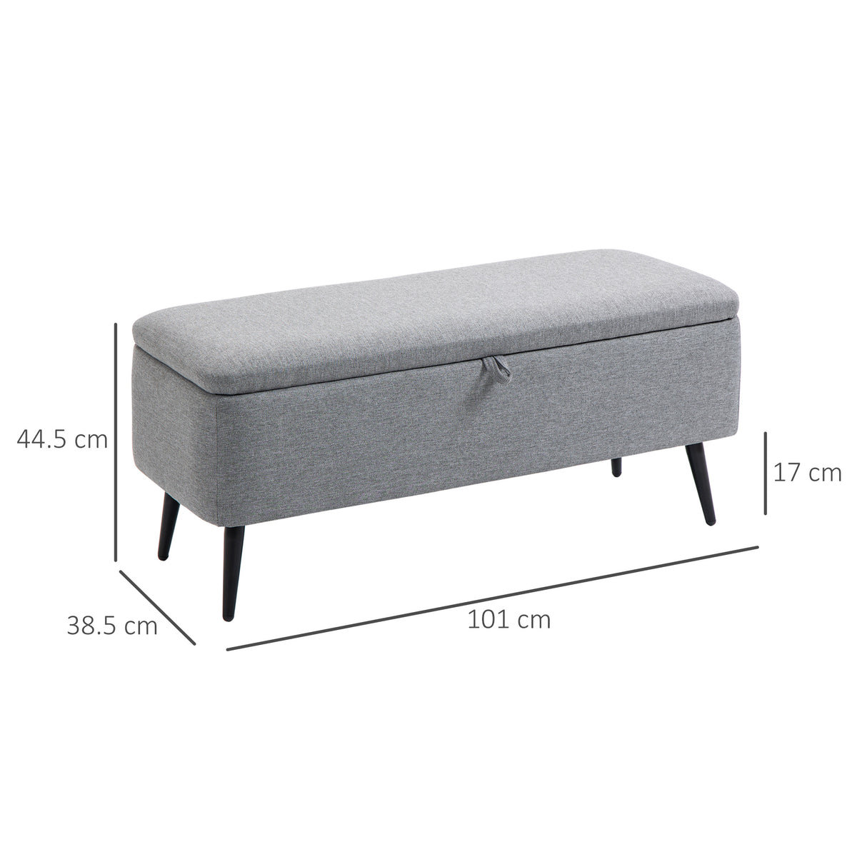 easycomfort easycomfort panca contenitore in tessuto effetto velluto per camera soggiorno e ingresso 101x38 5x44 5 cm grigio