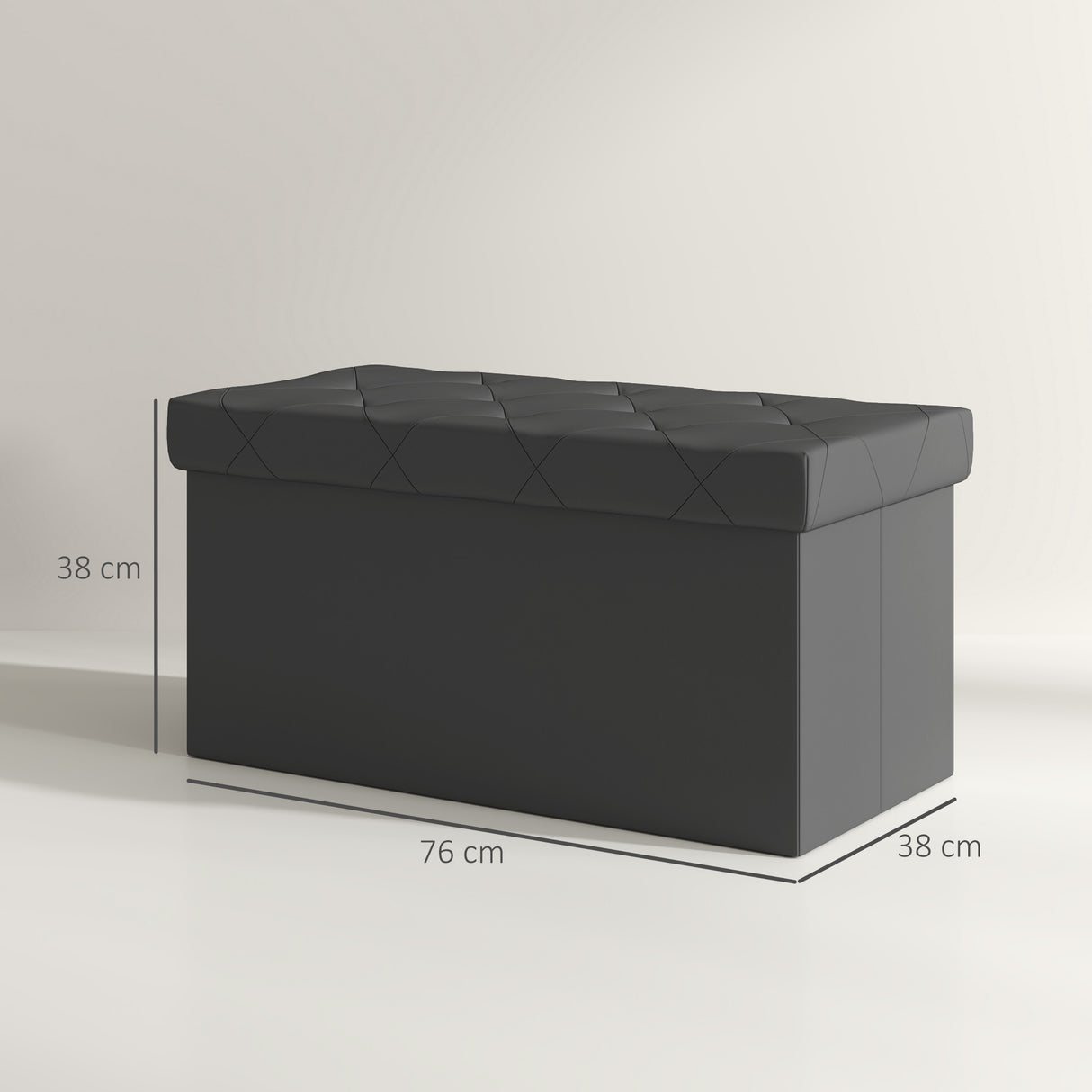 easycomfort easycomfort panca contenitore pieghevole da 84l coperchio imbottito e rivestimento finta pelle 76x38x38cm grigio