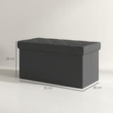 easycomfort easycomfort panca contenitore pieghevole da 84l coperchio imbottito e rivestimento finta pelle 76x38x38cm grigio