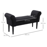 easycomfort easycomfort panca fondo letto imbottita con braccioli arrotolati 102x35x51cm nero