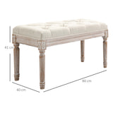 easycomfort easycomfort panca fondo letto imbottita con rivestimento effetto lino e gambe in legno 80x40x41cm beige