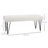 easycomfort easycomfort panca fondoletto moderna con gambe a forcina in tessuto effetto ciniglia legno e metallo 118 5x46x49 5 cm crema